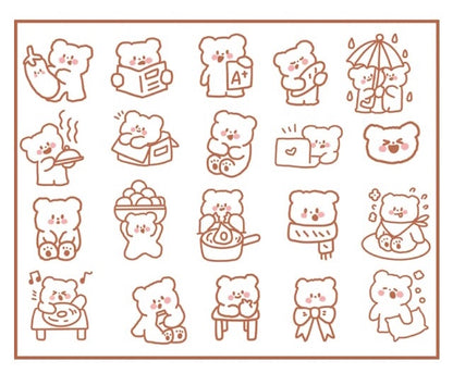 Cute Matchbox PET Stickers Brown Bear