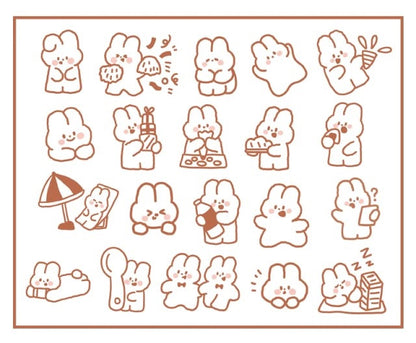 Cute Matchbox PET Stickers Brown Rabbit