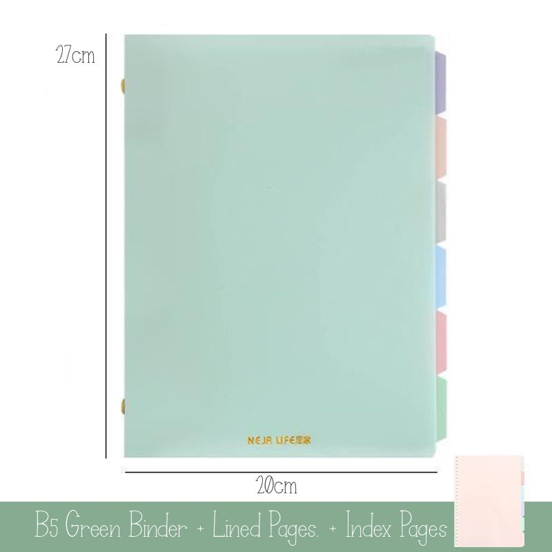 Pastel Metal Binder Notebook B5 Green