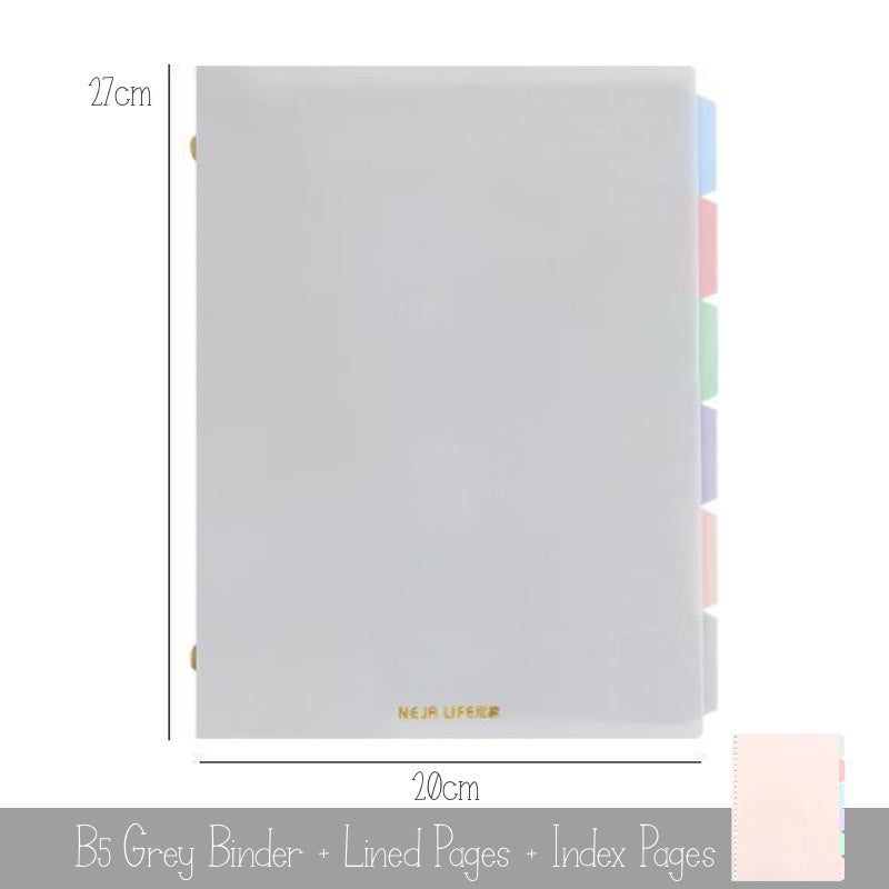 Pastel Metal Binder Notebook B5 Grey