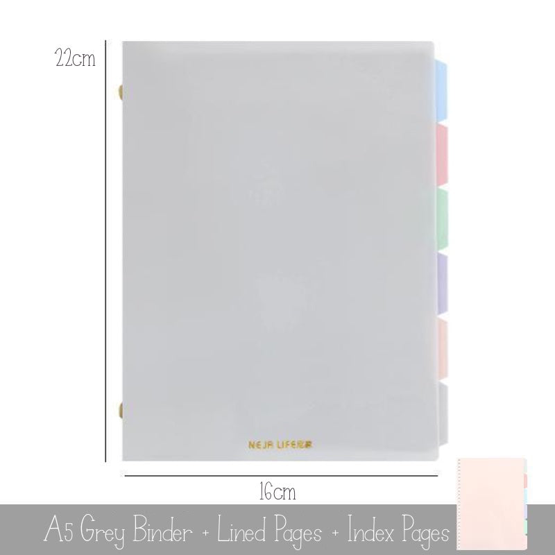 Pastel Metal Binder Notebook A5 Grey