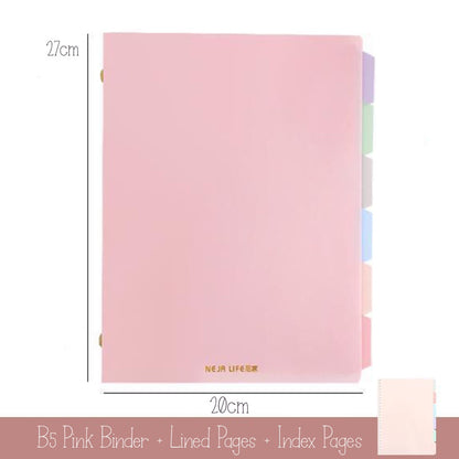 Pastel Metal Binder Notebook B5 Pink