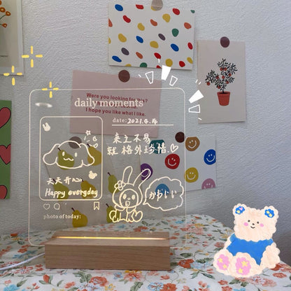USB Acrylic Message Board With Wood Stand Holder
